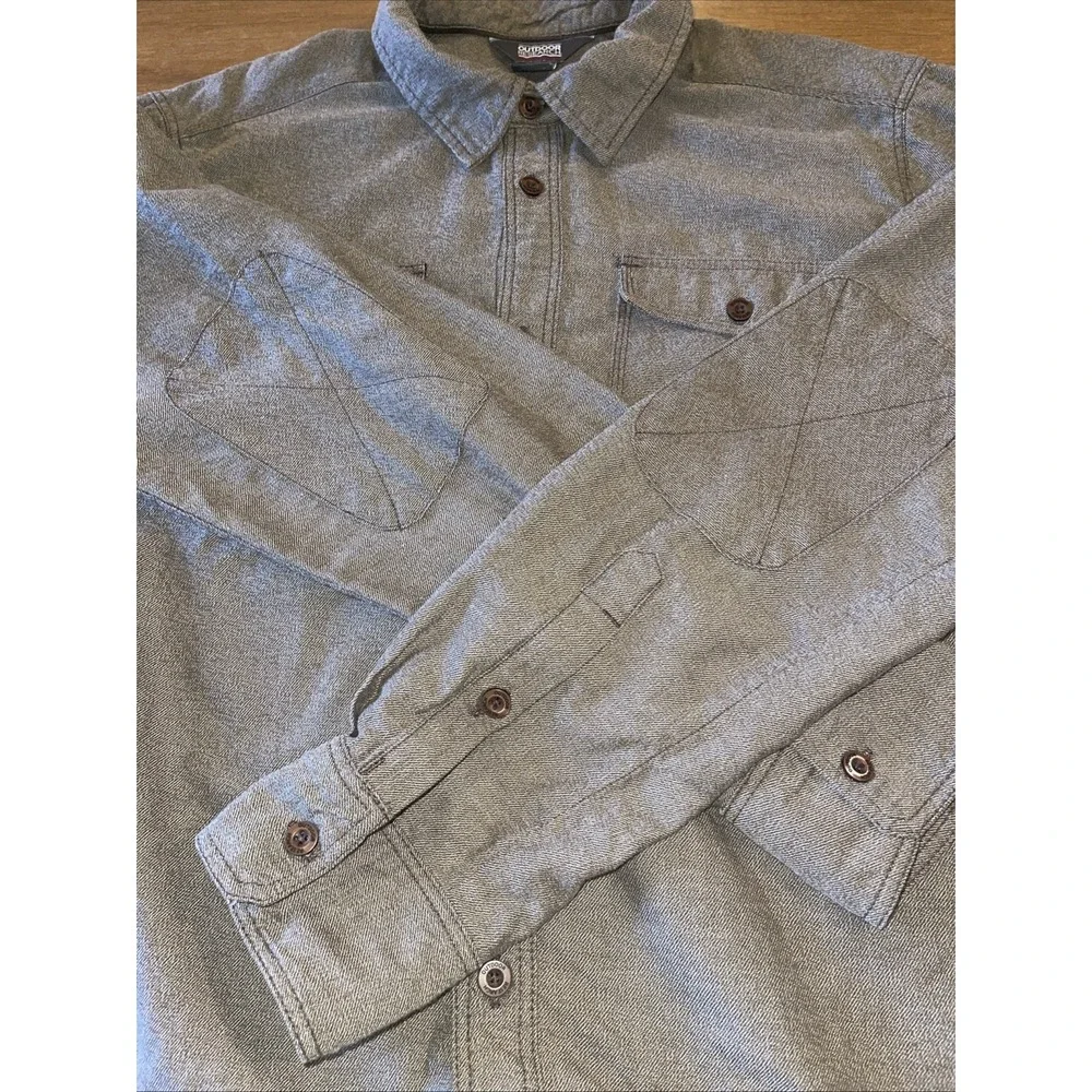 Outdoor Research Shirt Men L Brown Elbow Patches‎ Pockets Long Sleeve Button Up